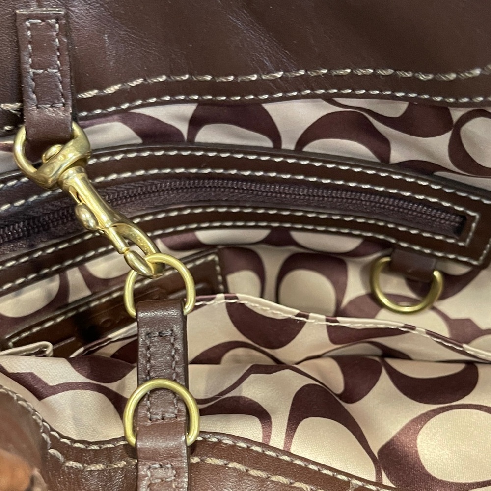 Coach Brown Braided Leather Shoulder Tote with Horsebit Accent - Picture 12 of 13
